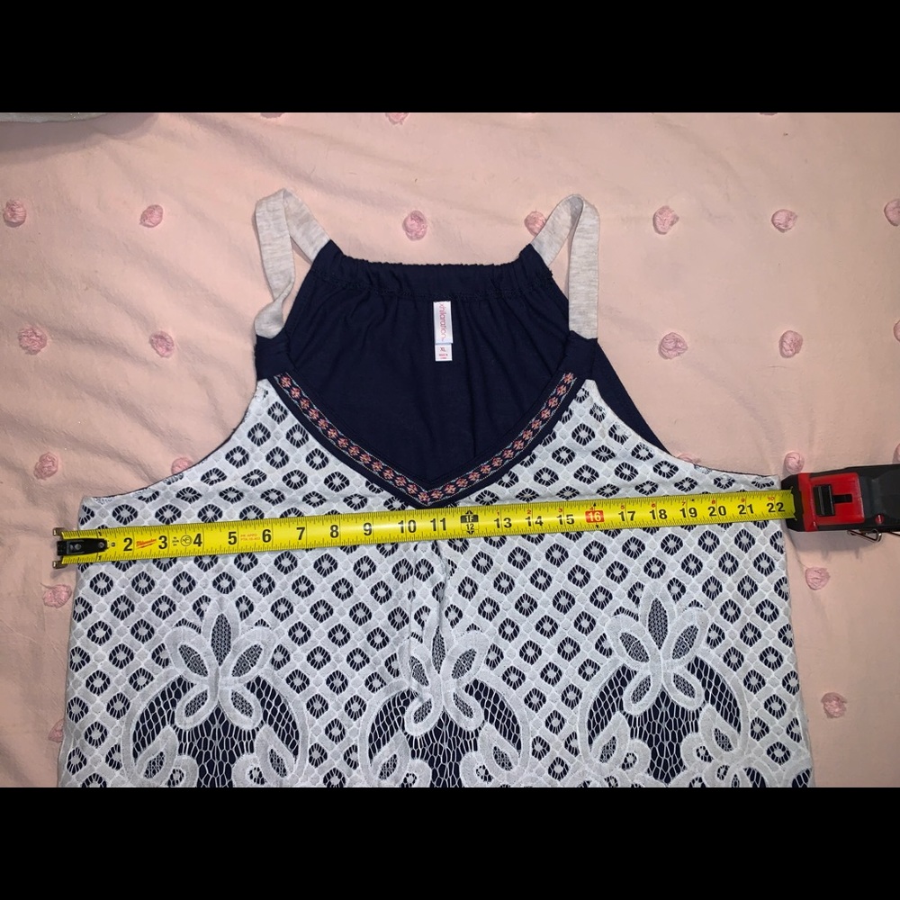Mixed Material Xhilaration Navy Lace Tank Top XL - Picture 5 of 5